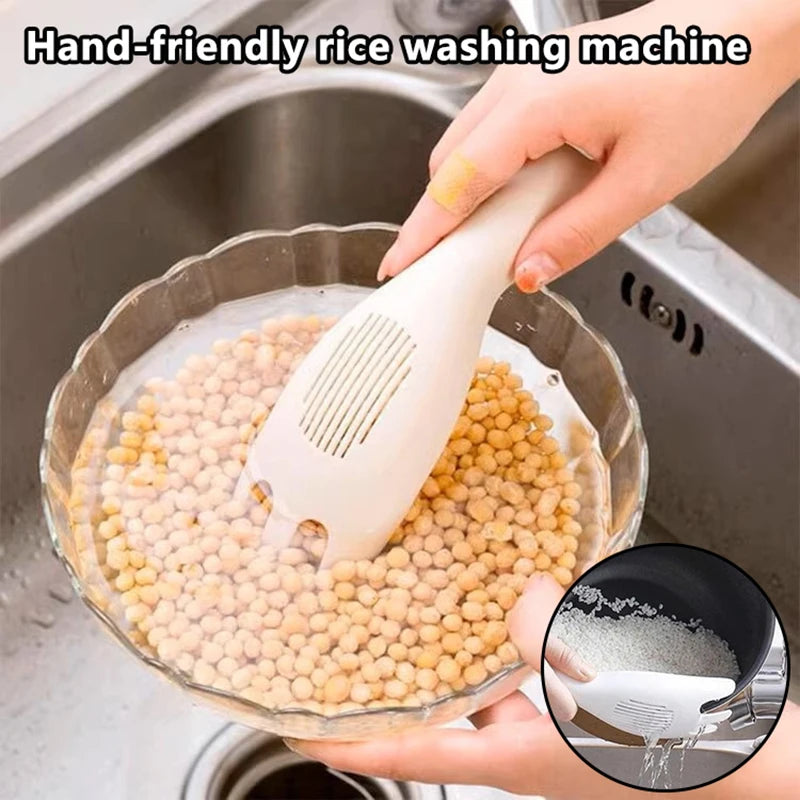 1Pc Rice Sieve Spoon Kitchen Drain Colander With Handles Rice Bowl Strainer White Rice Washing Tools Sink Drain Household Tools. Qme