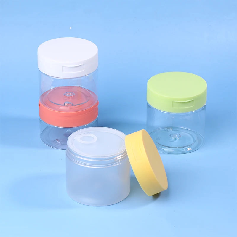 200- Makeup Remover Pad Jar Tweezers Round Clear Container Jars Empty Qme