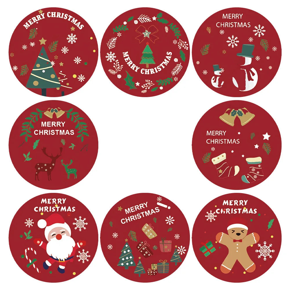 500Pcs Merry Christmas Stickers Christmas Theme Seal Labels Stickers For DIY Gift Package Envelope Stationery Decor Qme