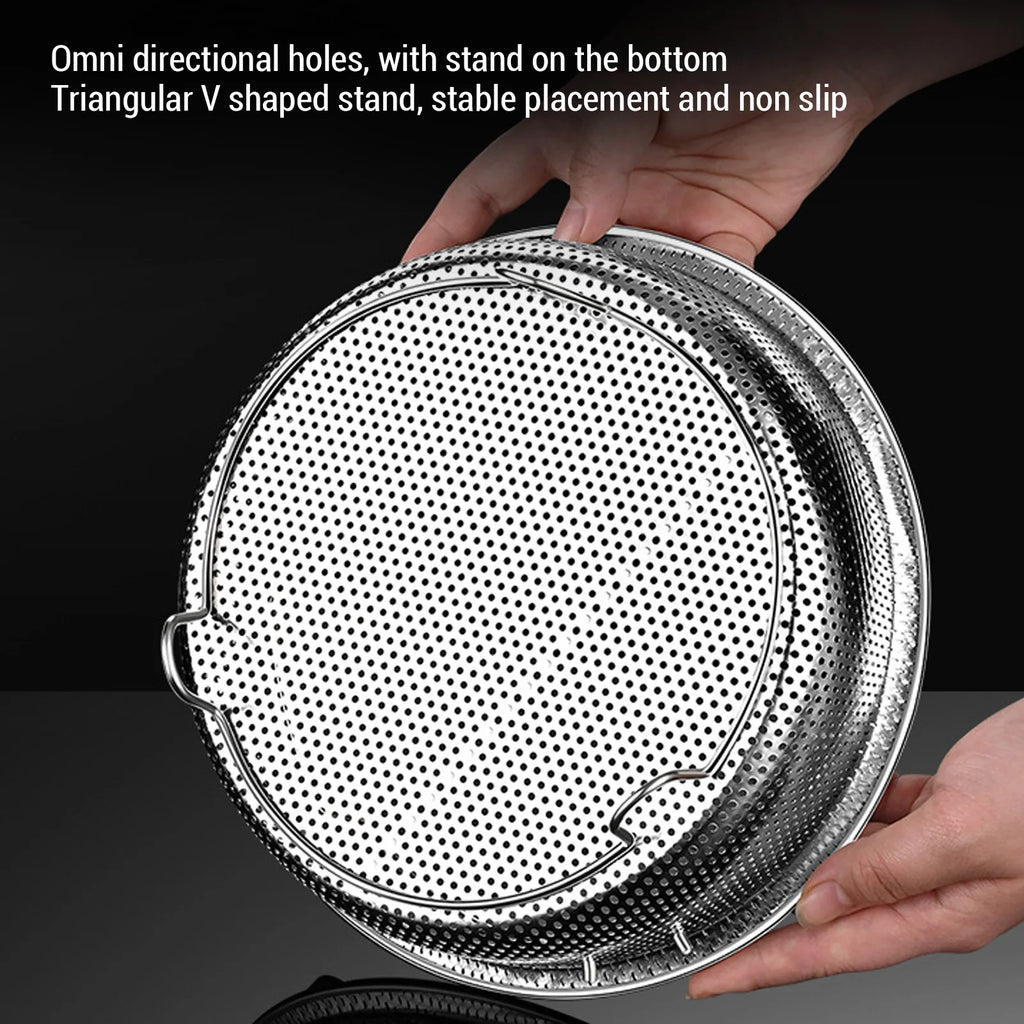 Steam Basket 304 Stainless Steel Rustproof Ergonomic Steaming Rack User Friendly Foldable Handles for Home Kitchen Rice Cooker Qme
