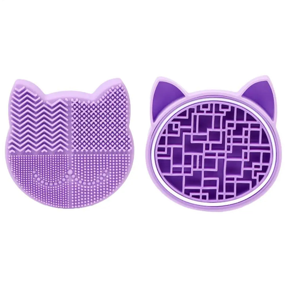 Makeup Brush Cleaner Silicone Scrubbing Tray Cleaning Plate Washing Qme Purple China Mainland
