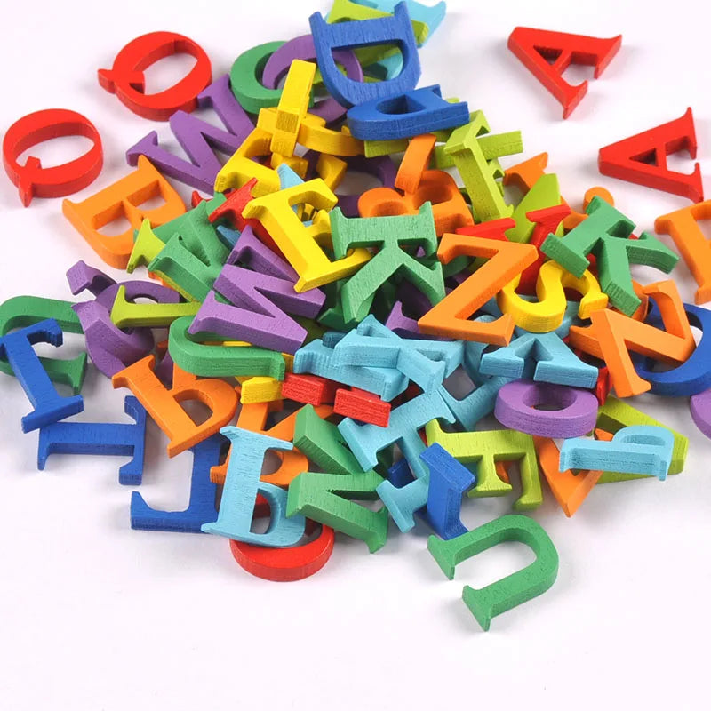 78pcs 1.5-2cm Random Mix Colorful Printed Alphabet Wooden Blocks Children Puzzle Materials DIY Scrapbook Wood Crafts Home Decor Qme