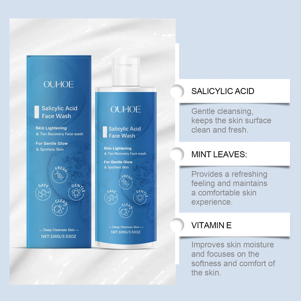 Salicylic Acid Facial Cleanser Acne Treatment Moisturizing Oil Control Skincare Face Wash Cleansing Pore Hydrating Skin Care Qme