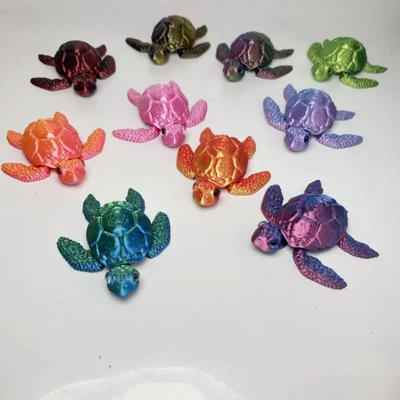 3D Printed Turtle Figurines Movable Joints Collection Desktop Decoration Ornaments Holiday Gifts Qme