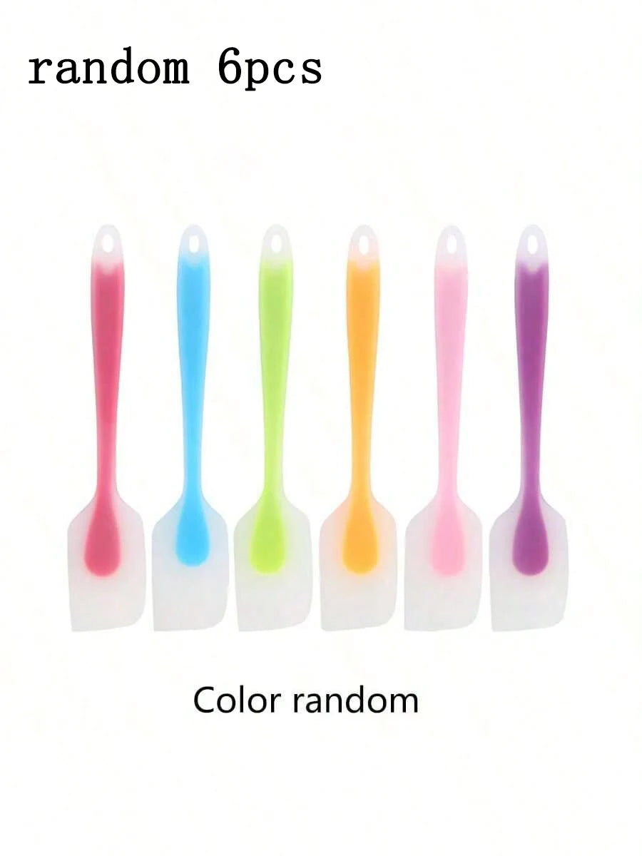 1 2 3 4 Mini Silicone Spatula Temperature Resistant Cream Mixing Qme random 6pcs