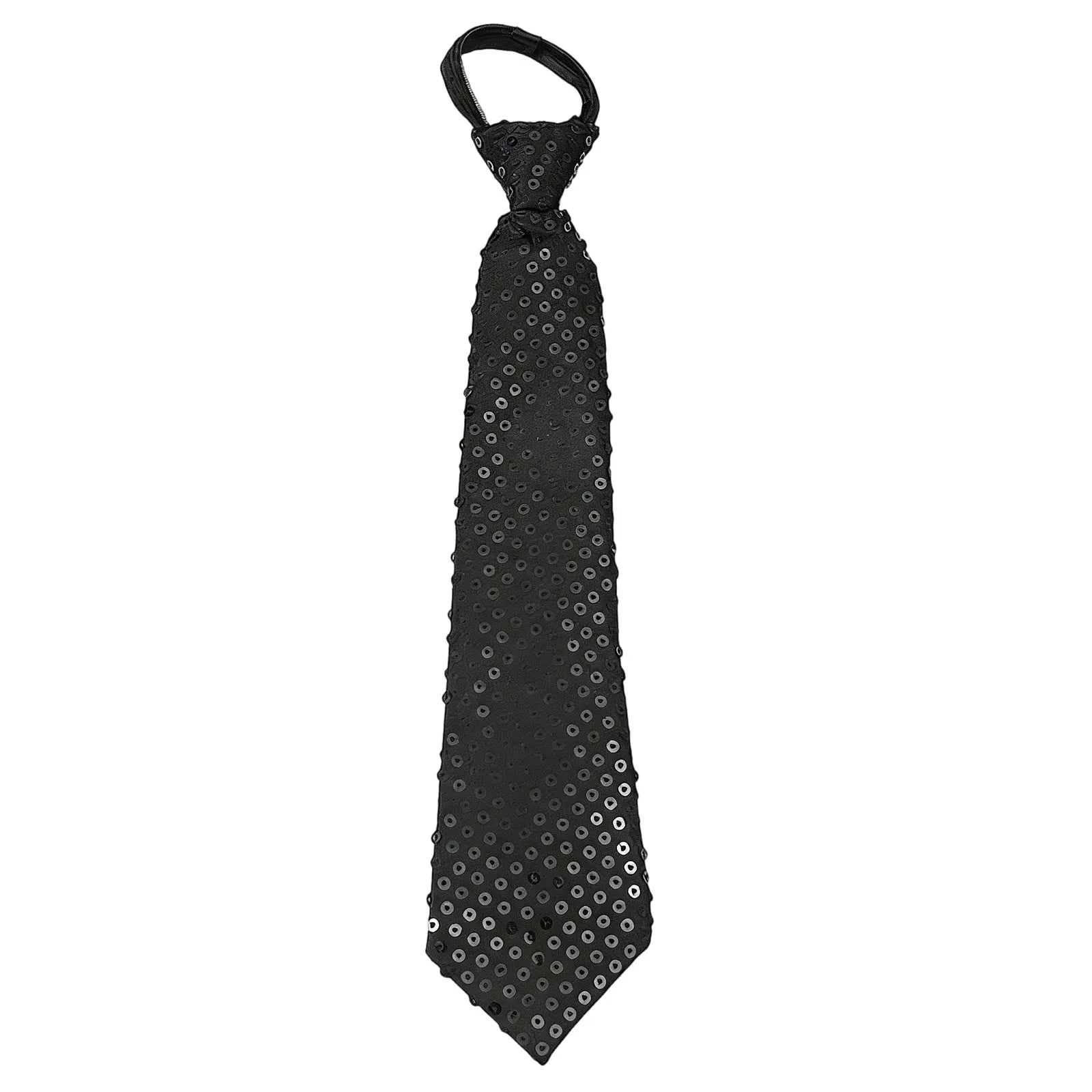 Shiny Sequins Neck Ties Men Women Stage Glitter Performance Prom Paillette Accessories Fashion Party Adjustable Necktie Qme Black