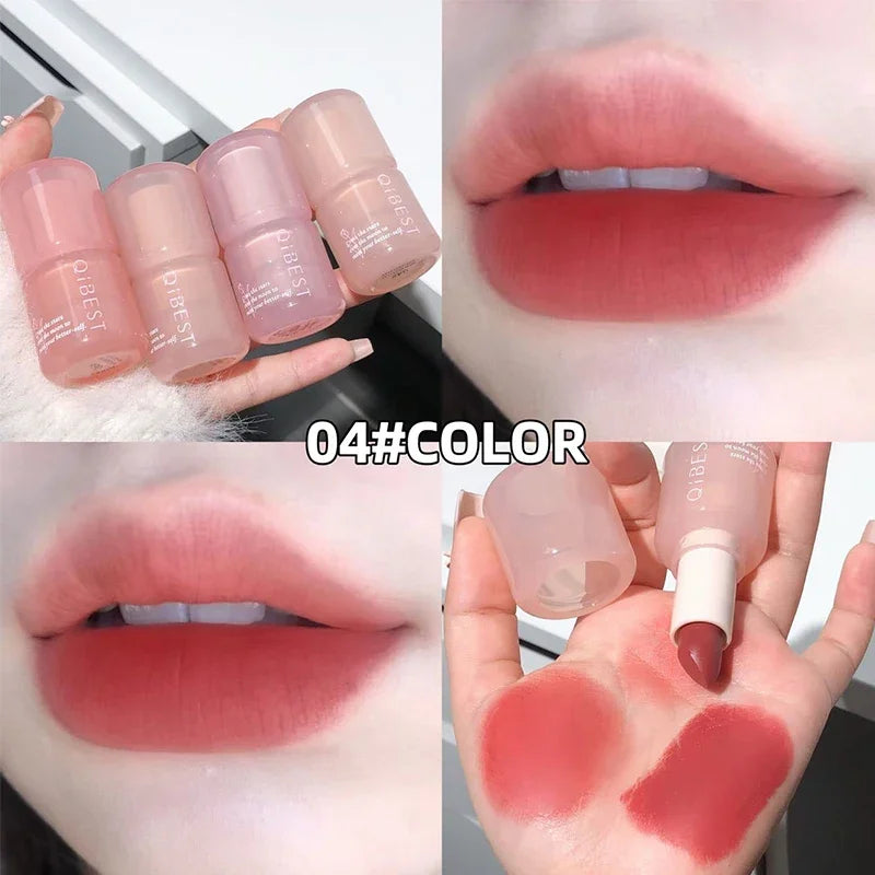 QIBEST Waterproof Lipstick Red Nude Lip Stain Moisturizing Natural Lipstick Highly Pigmented Lip Tint Long-lasting Makeup Gift Qme 04