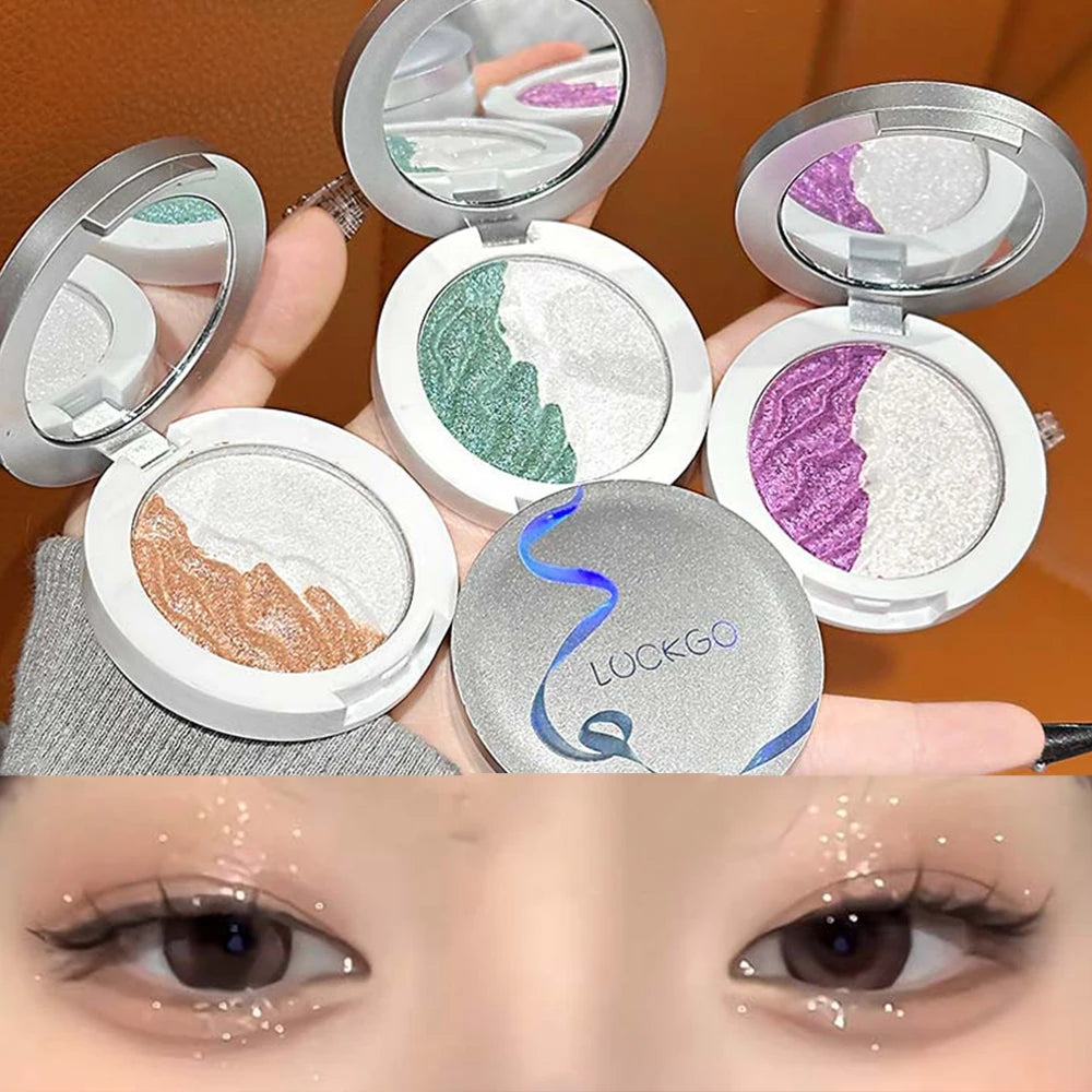 3 Colors Two-tone Glittering Highlighter Pressed Powder Pearlescent Qme