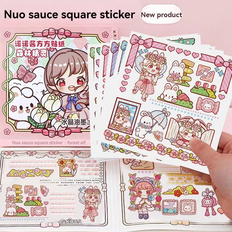 Cute Stickers Cartoon Ins Style Girls and Children and Paper Handbook Stickers Decorative Materials Hand-cut Kids Sticker Qme