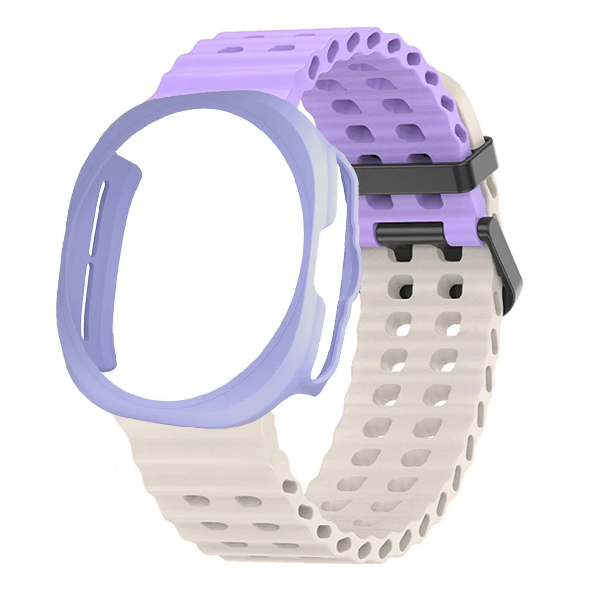 Case+Strap for Samsung Galaxy Watch 7 Ultra 47mm Sport Silicone Band Bracelet PC Case Protective Cover for Galaxy Watch 7 Ultra Qme purple white purple Galaxy Watch 7 ultra