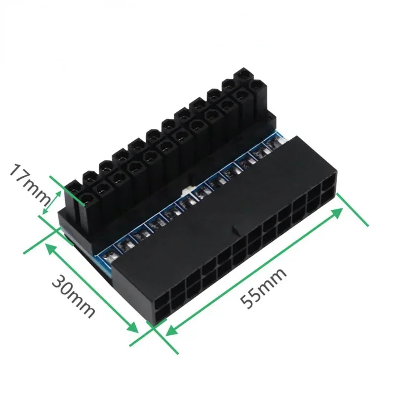 2psc ATX 24Pin 90 Degree 24 Pin To 24pin Power Plug Adapter Mainboard Motherboard Power Connectors Modular for Power Supply Qme