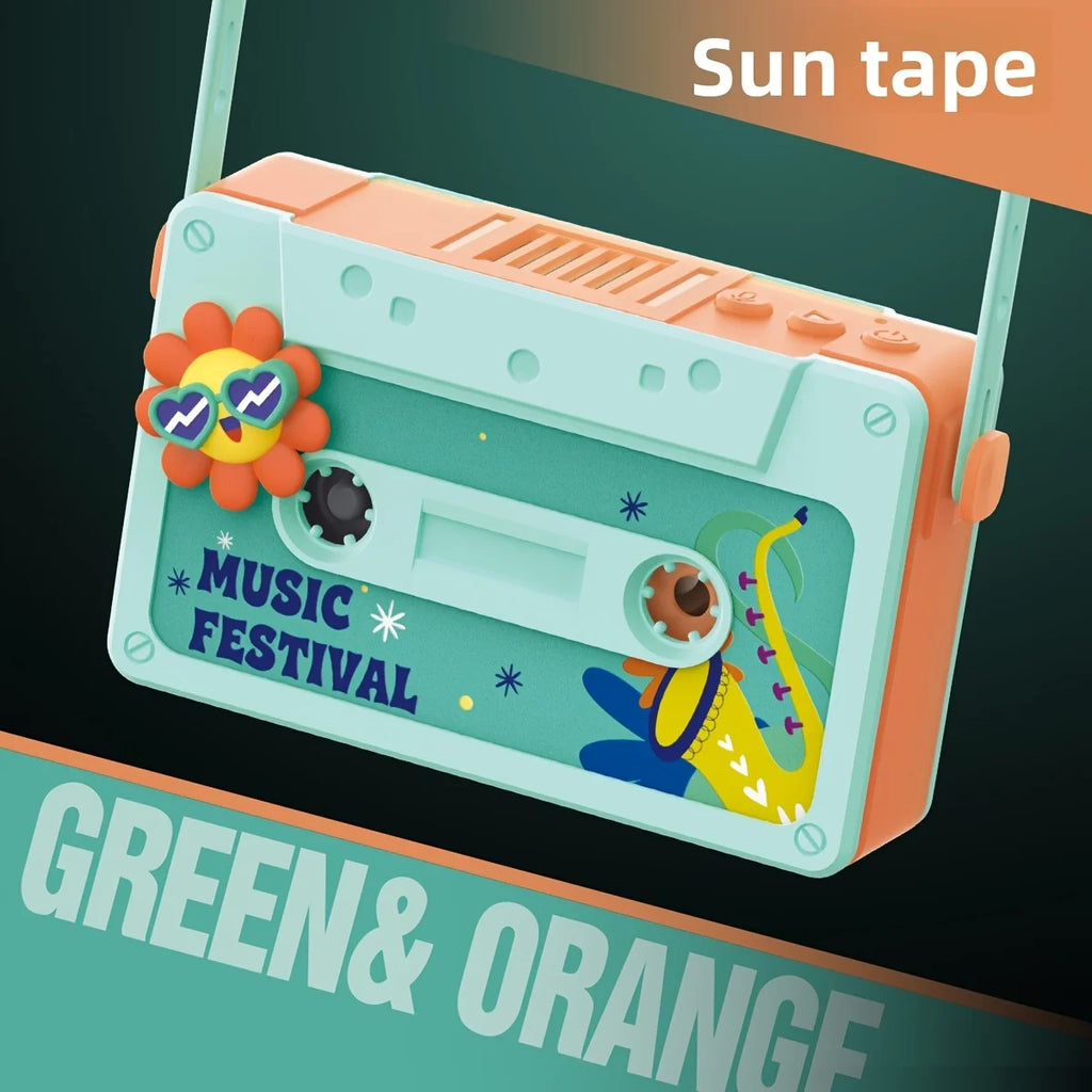 Cartoon Portable Neck Fan Mini Small Personal Handheld Fan USB Rechargeable for Girls Boys Cassette Travel Home Office Outdoor Qme Green