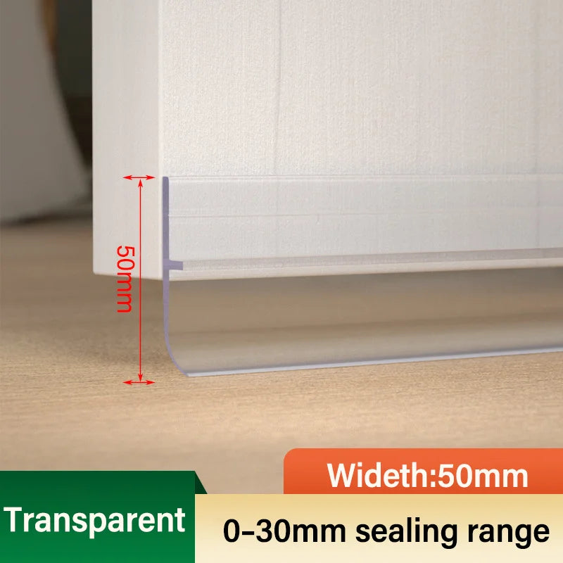 Self-Adhesive Thickened Door Bottom Sealing Strip Thermal Insulation Door Weatherstrip Anti-cold Window Draft Stopper Tape Qme 1M(1MX1PC) Transparent 50mm