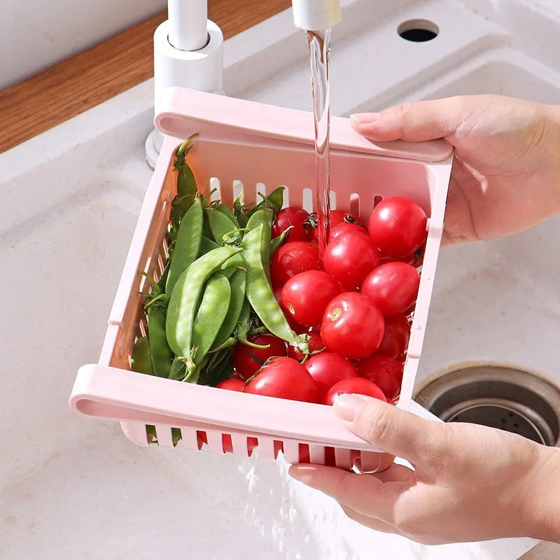 1Pc Refrigerator Storage Basket Flexible Expandable Fridge Organizer Drawer Storage Rack Storage Fresh Box Freezer Box Storage Qme