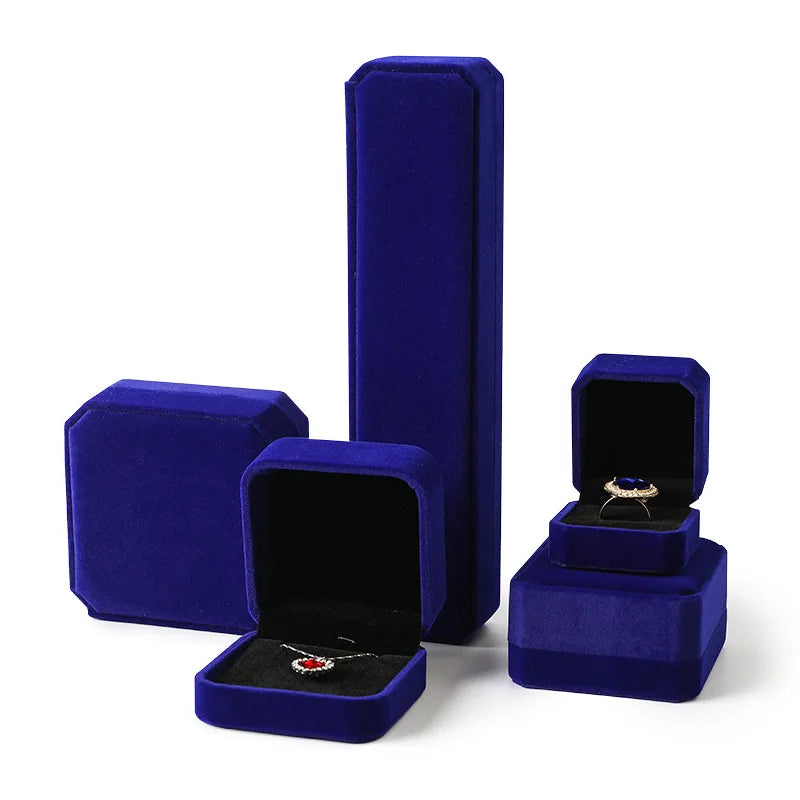 Velvet Jewelry Box - Storage Case for Rings Necklaces Bracelets Ring Box Gift Box Earring Holder Gift Box Necklace Organizer Qme RoyalBlue PendaBox10X7