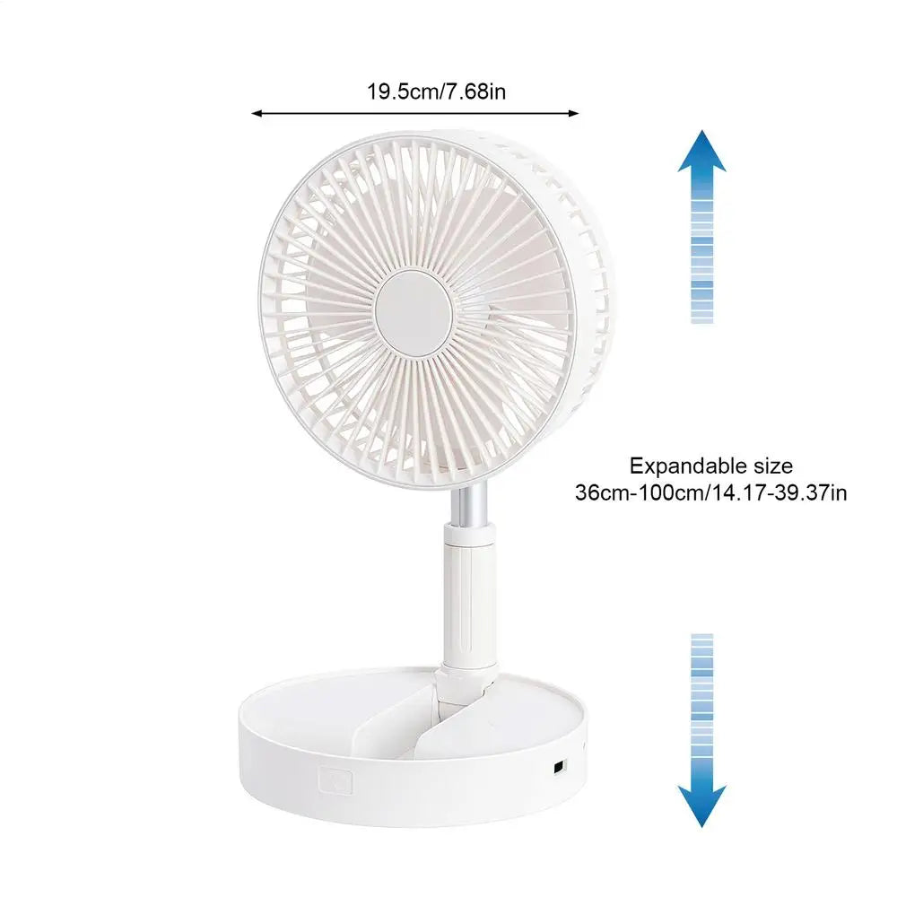 Portable Fan For Bedroom 185-Degree Tilt Quiet Blower Silent Foldable Rechargeable Standing Fan For Home Outdoor Camping Travel Qme China Mainland White