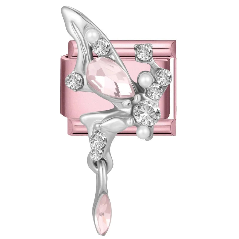 Wholeasle Shiny Round Zircon Bow Beautiful Stars Italian Charm Links Fit 9mm Stainless Steel Bracelet Women Jewelry DIY Making Qme Style 32