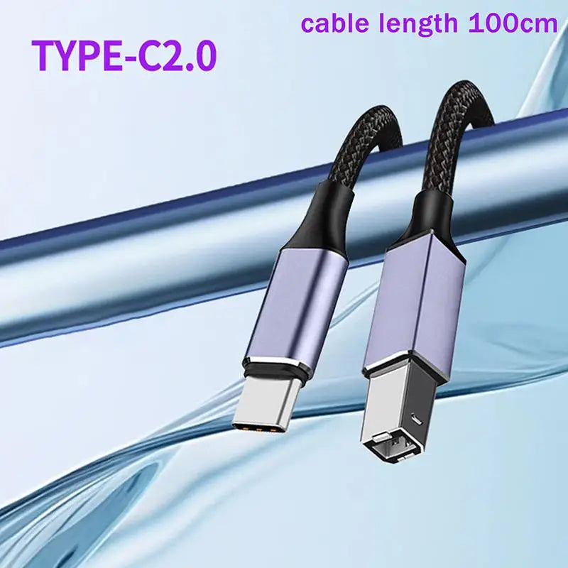 USB-C USB B 2 0 Printer Cable High-speed Braided Reliable Data Qme A2