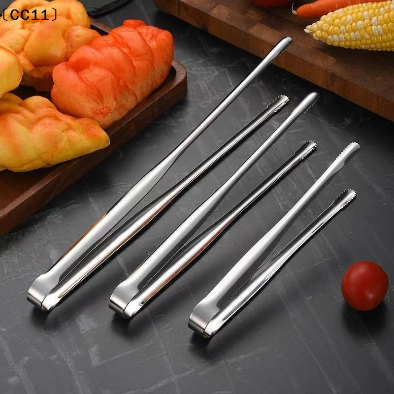 Stainless Steel Barbecue Tongs Kitchen Vegetable Reusable Meat Qme