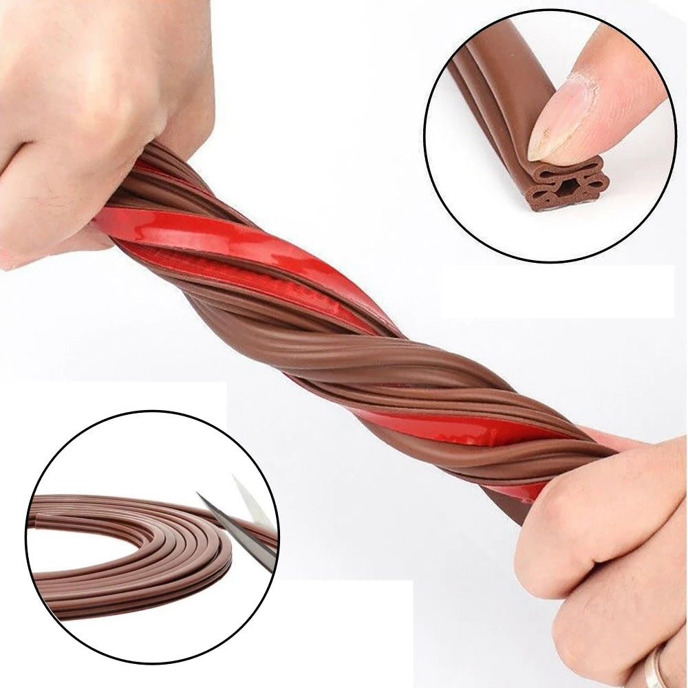6M Silicone Self-adhesive Sealing Strip Insulation Soundproof Door Stop Window Gap Sealing Moisture-proof Strong Adhesive Tape Qme