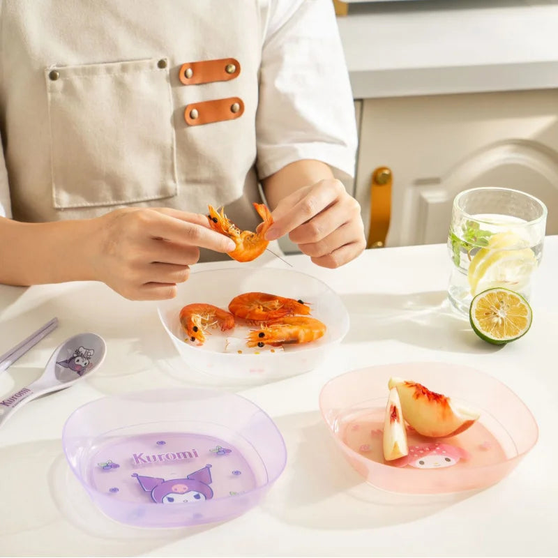 Hello Kitty Kuromi Bone-Shaped Plates and Utensils Home-Use Dried Fruit Platter Fruit Platter Plastic Side Plates Qme