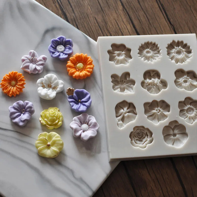 Sunflower Rose Flowers Shape Silicone Mold Cake DIY Decoration Qme