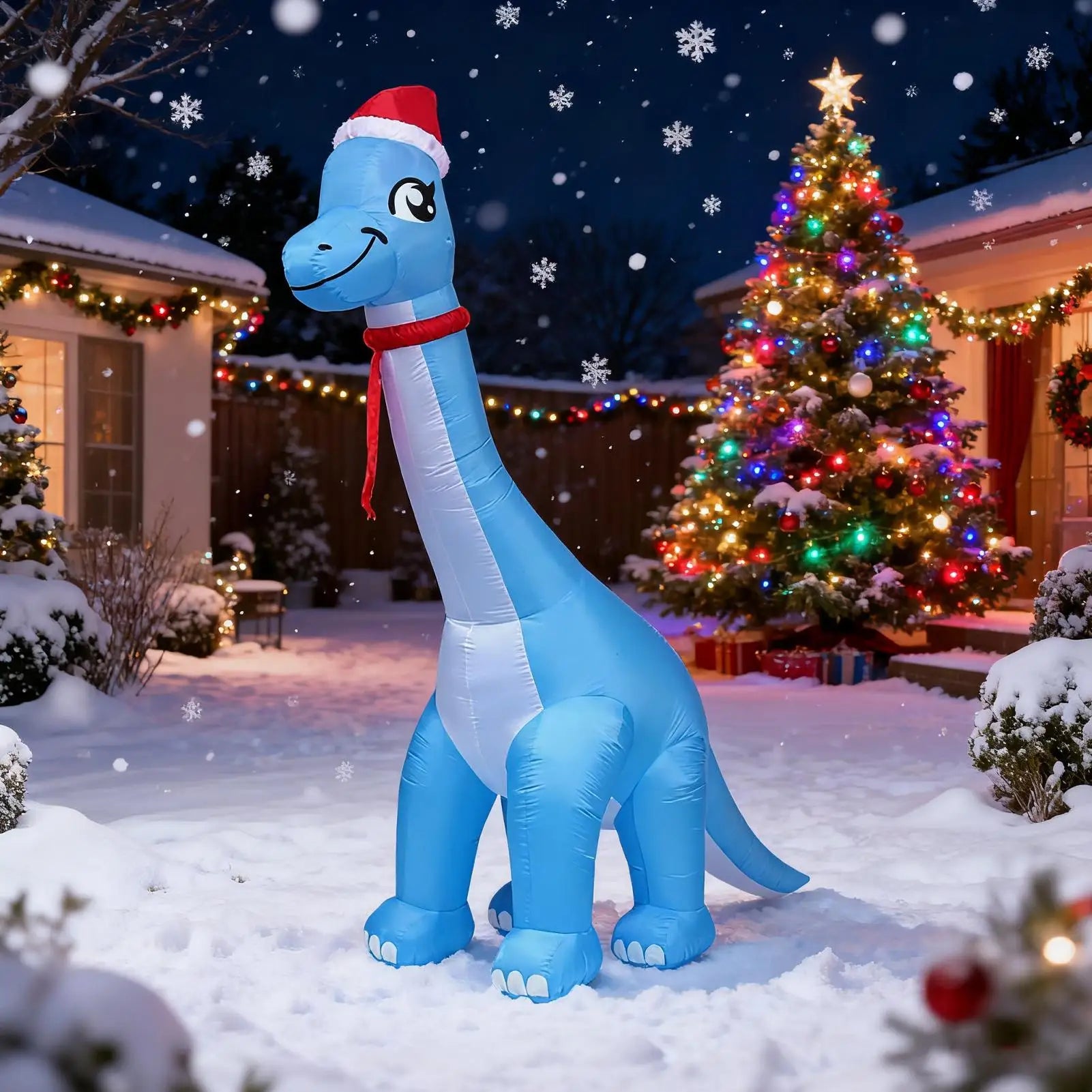 Christmas Blow Ups 11 8Ft LED Light Dinosaur Cute Outside Decorations Qme