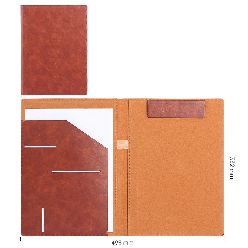 Faux Leather Interview Portfolio Folder Notepad Holder Business Card Qme Brown