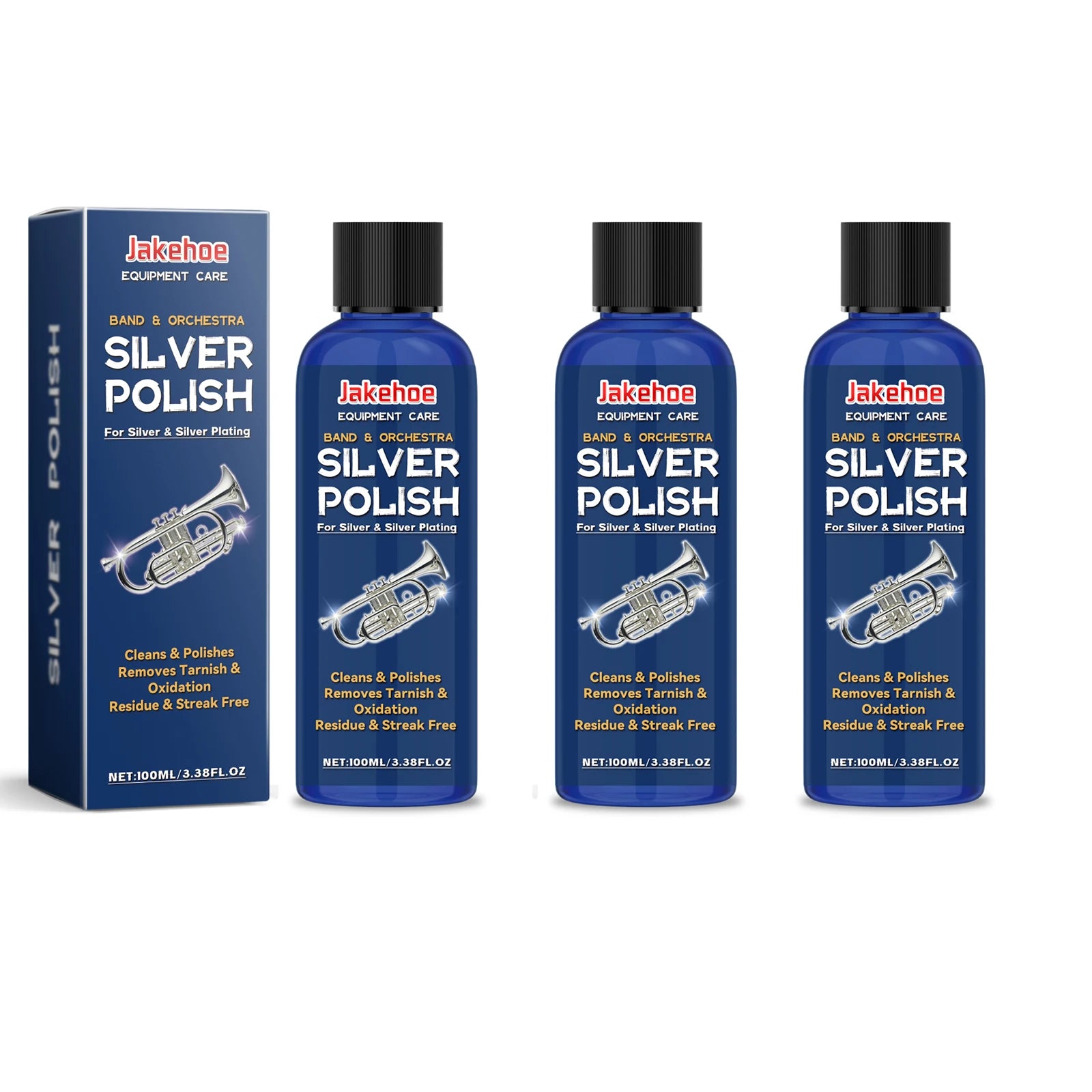 Silver Polishing Liquid Quickly Remove Silverware Surface Stains Rust Restore Luster like New Jewelry Cleaner for Necklace Ring Qme 3 X 100ml Boxed