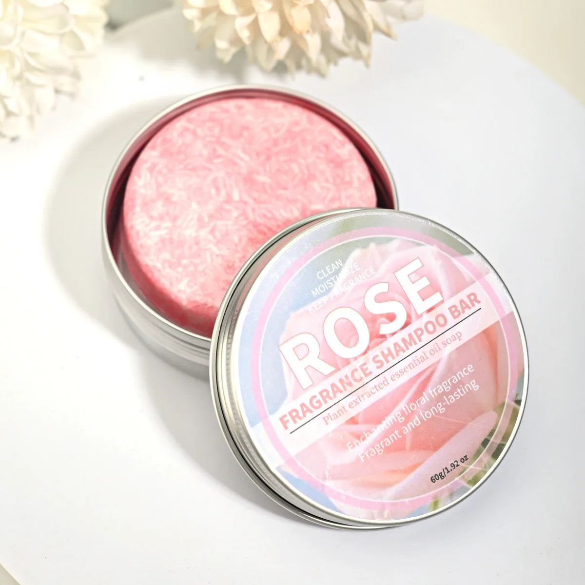 Pink Rose Essential Oil Shampoo Bar Plant Extract Essence Deep Qme