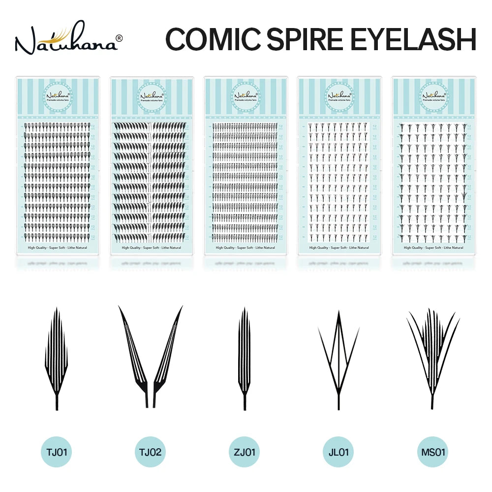 NATUHANA Comic Spire Eyelash C D Curl Anime Effect Lashes Soft Manga Qme