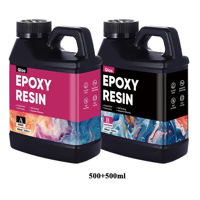 Crystal Clear Epoxy Resin Kit – Bubble-Free, Anti-Yellowing, 1:1 Easy Mix Epoxy Reisn for Resin Art, Casting & DIY Molds Qme 500ml 500ml