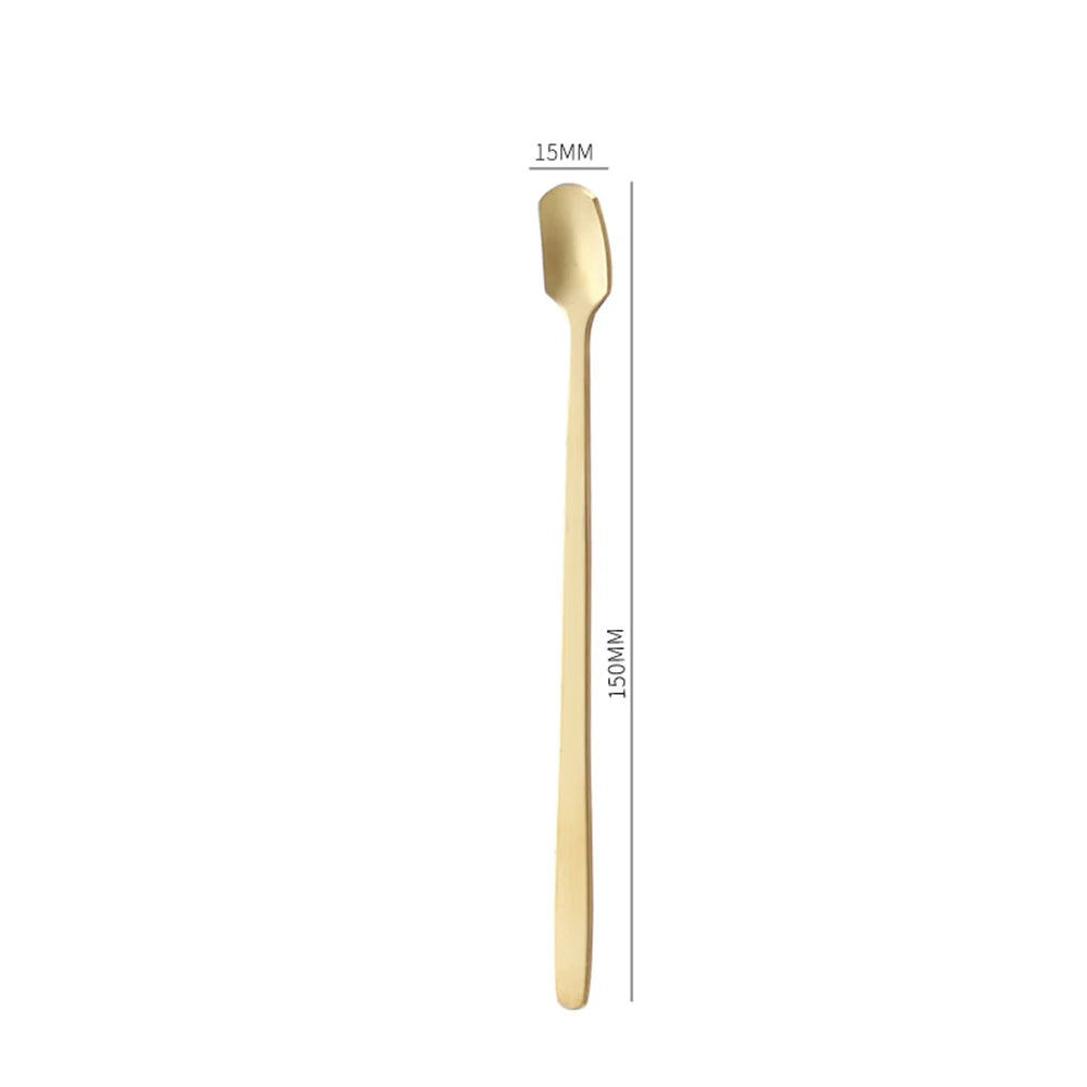 Kitchen Bar Tea Long-Handle Coffee Stirrers Milk Spoon Teaspoon Coffeeware Coffee-Scoop Kitchen Teaspoons Tableware Accessories Qme Gold 15cm