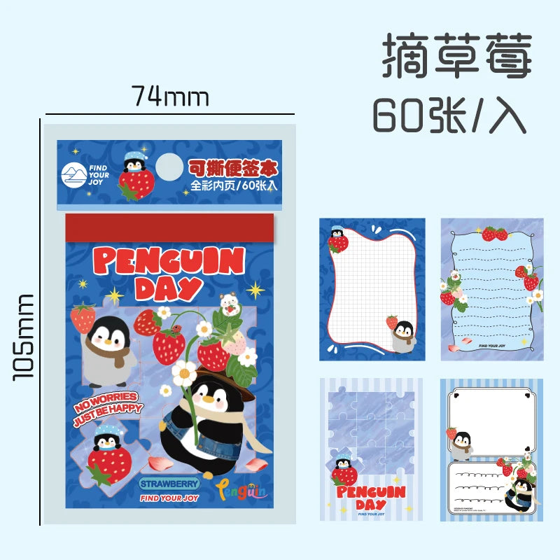TIANZI 60/240 Pcs Penguin Theme Loose Leaf Decorative Paper Notes Memo Message To-Do List Office Stationery Supplies Qme A
