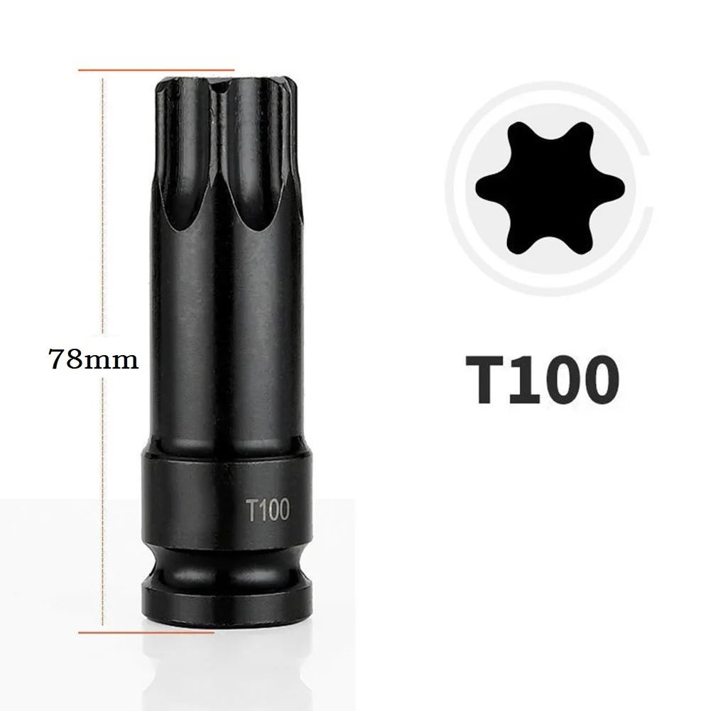 1PC 1/2inch Hex Torx Screwdriver Bits Drive Socket Adapter Heads T20 T40 T30 T100 Magnetic Wrench Hand Tools Accessories Qme T100