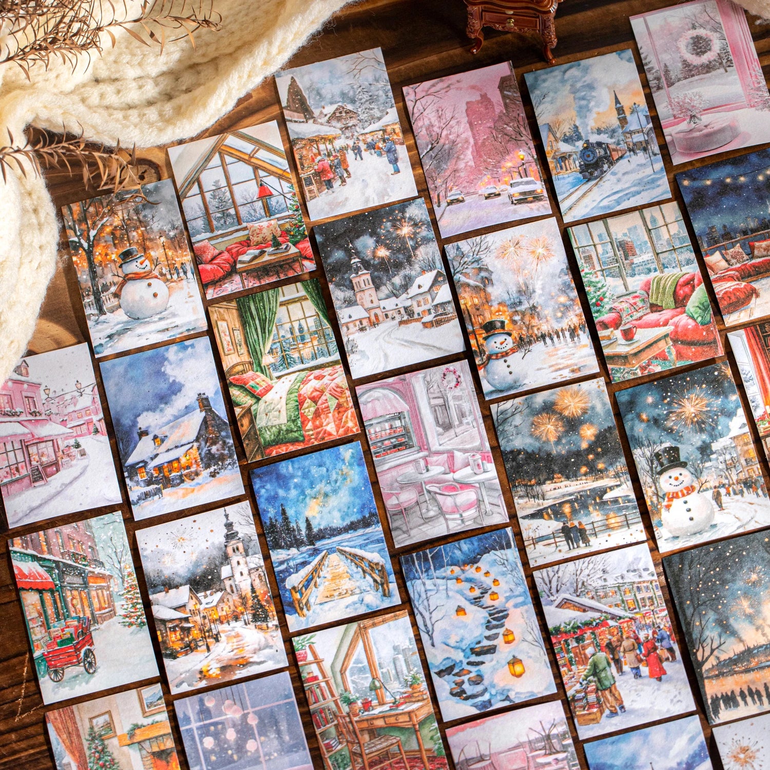 50 Sheets Winter Scenery Landscape Background Stickers for DIY Craft Scrapbook Guitar Phone Case Notebook Decoration Qme