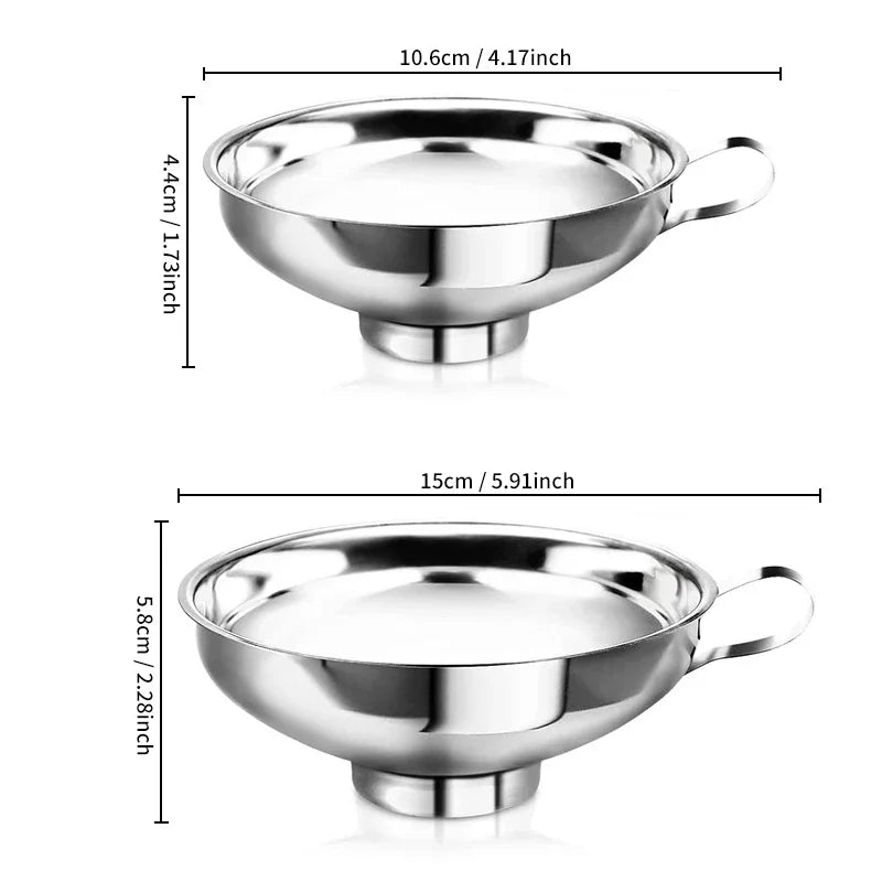 1.49" & 2.12" Funnel Tube Mason Jar Funnel with Handle Stainless Steel Canning Funnel Regular and Wide Mouth Jars Qme Small Big Size
