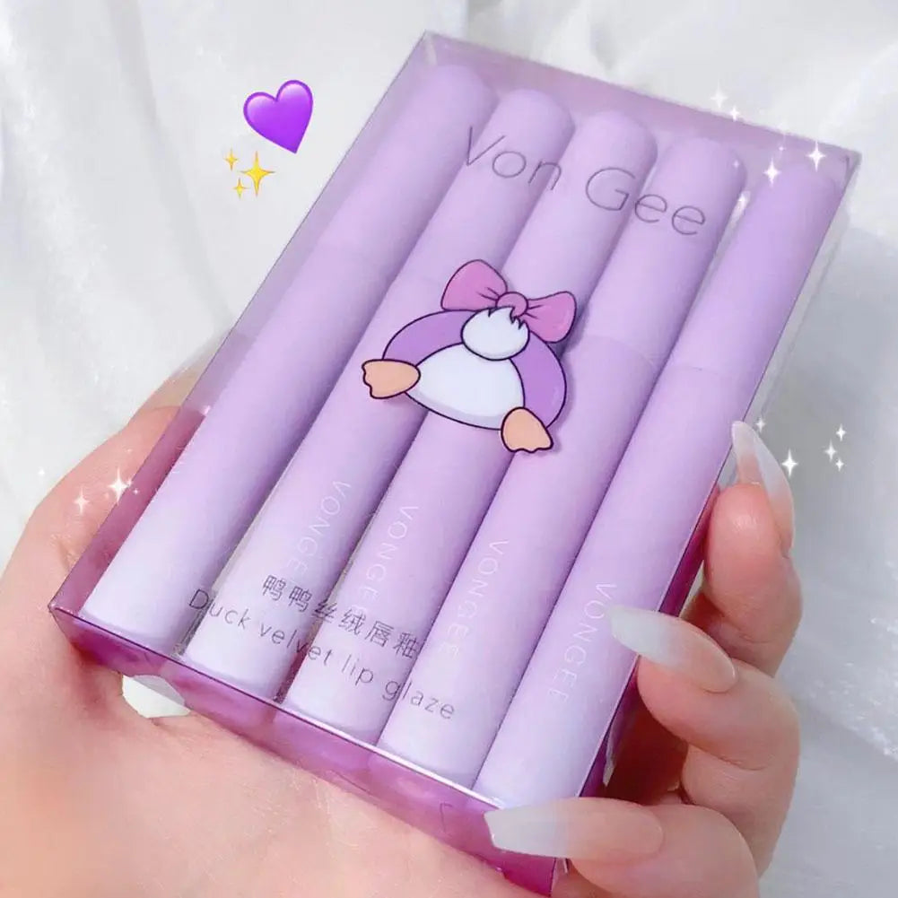 5 Colors Kits Matte Lipstick Long Lasting Waterproof Non-stick Cup Qme
