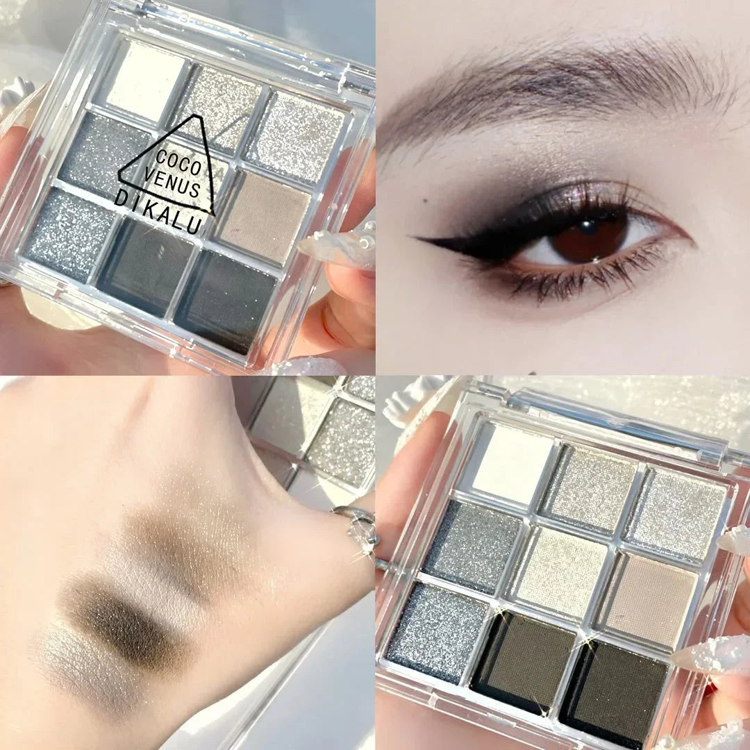 New Nine-color Eyeshadow Palette Rose Pink Color Pearly Matte Glitter Eyeshadow Pallete Shiny Eye Shadow Eye Pigments Qme 10