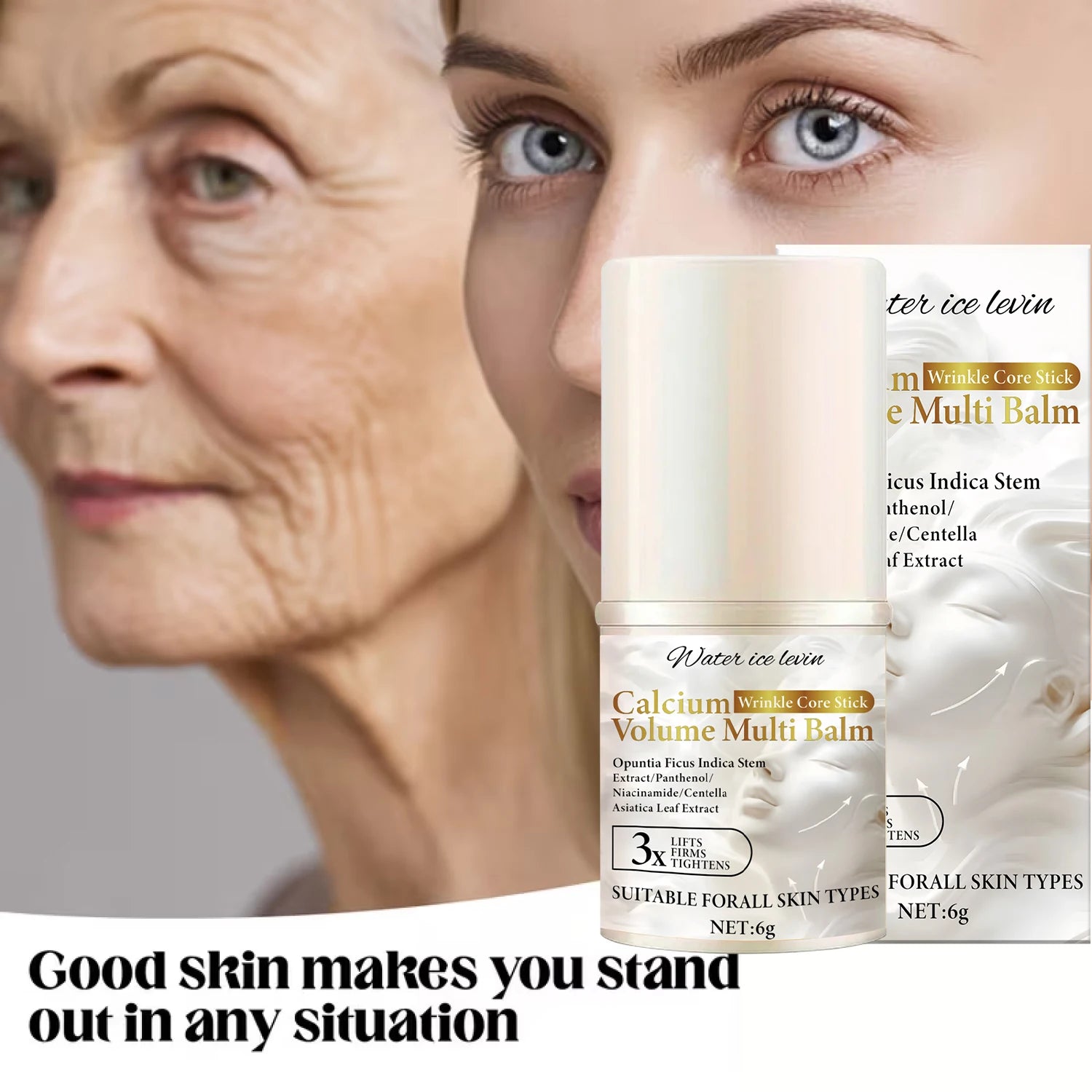 Bee Venom Neck & Facial Care Stick - Calcium Wrinkle Core & Volume Multi Balm with Collagen & Plant Extracts. Qme