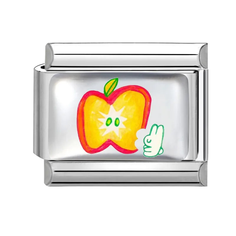 Fashion Women Men Y2k Colorful UV Heart Cat Sun Butterfly Italian Charm Link Fit 9mm Stainless Steel Bracelet DIY Making Jewelry Qme S 18