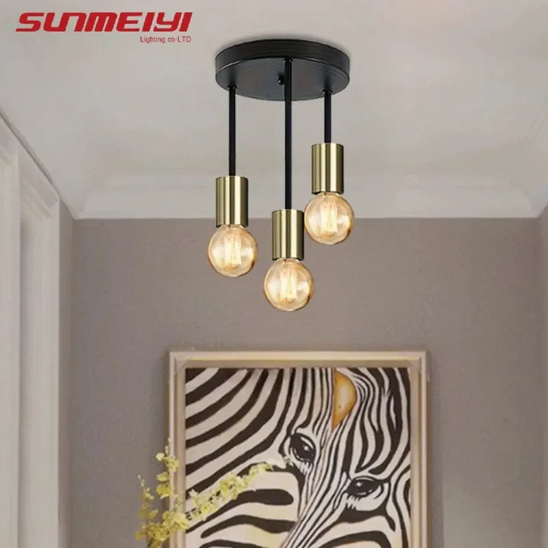 E27 Bulb Modern LED Ceiling Light Black - Energy Saving, Living Room, Bedroom, Kitchen, Easy Installation, Bulb Qme