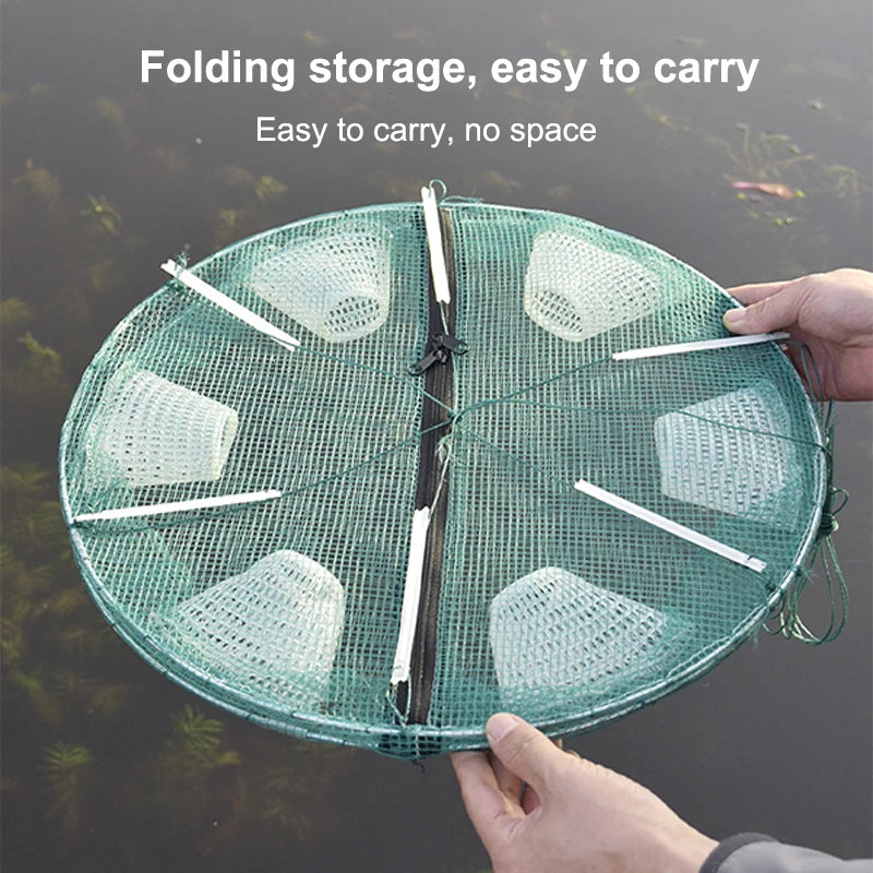Fishing Net Mesh Folded Round 3 4 Holes Fish Shrimp Automatic Trap Qme