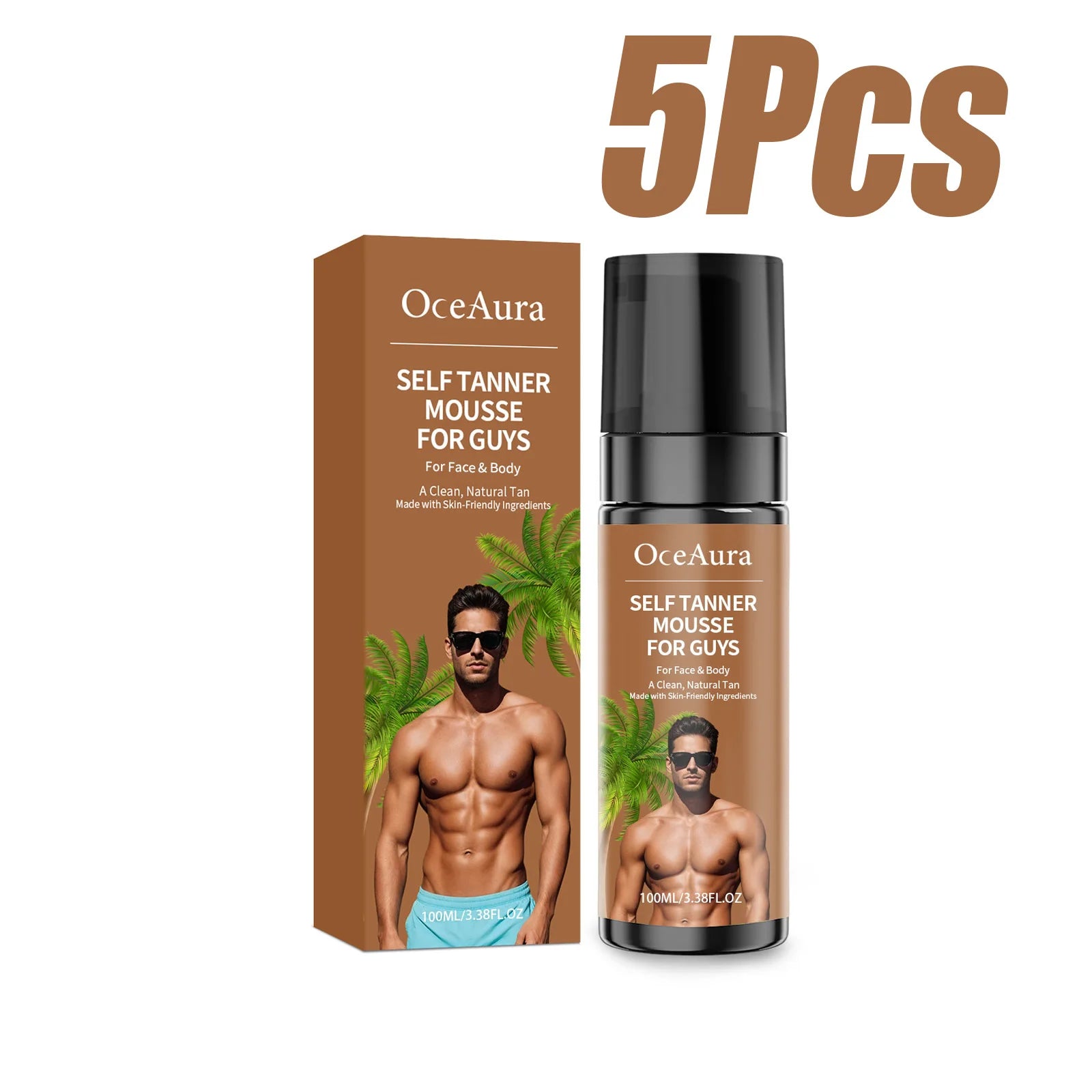 Self Tanner Mousse Natural Sunless Tanning Foam Streak-Free Quick-Drying Gradual Tan Hydrating Beautiful Tan Finish Body Care Qme 5 x 100ml Boxed