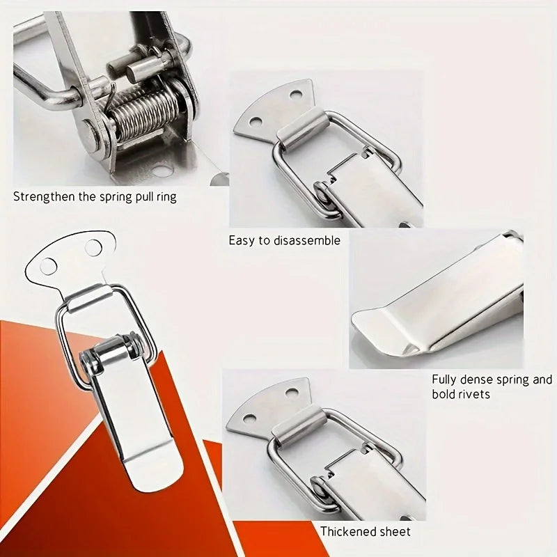 4-Piece Durable Spring Rod Latch Clip - Stylish Modern Toggle Catch Lock for Toolbox Catch Leather Box Lock, Safety Lock Qme