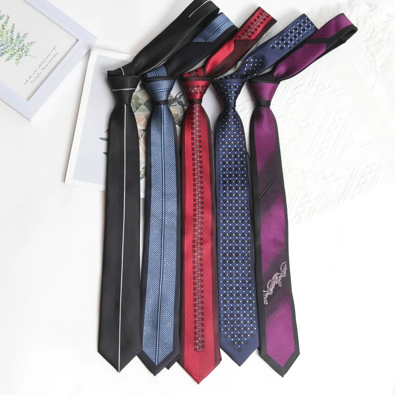 Men Tie Luxury Fashion Jacquard Black Red Necktie Plaid Patchwork Qme