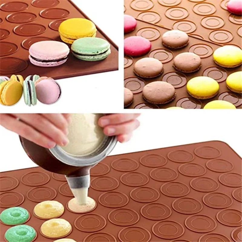 Silicone Holes Non-stick Macaron Macaroon Pastry Oven Baking Mould Qme