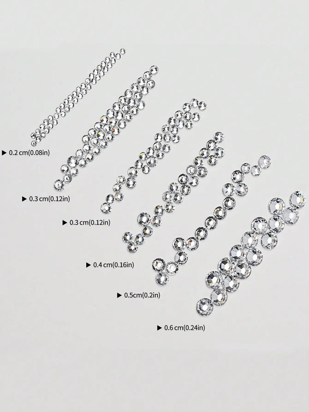 Multi-size AB Crystal Nail Rhinestones Flat Bottom Clear Diamond Gems Qme