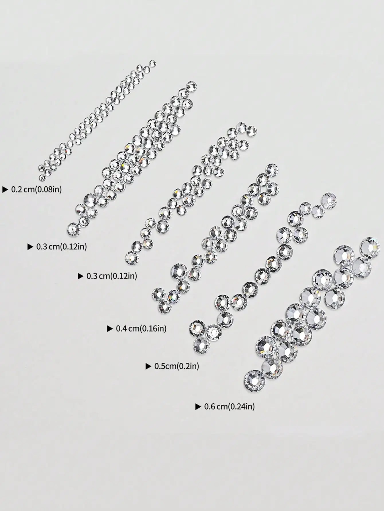Multi-size AB Crystal Nail Rhinestones Flat Bottom Clear Diamond Gems Qme