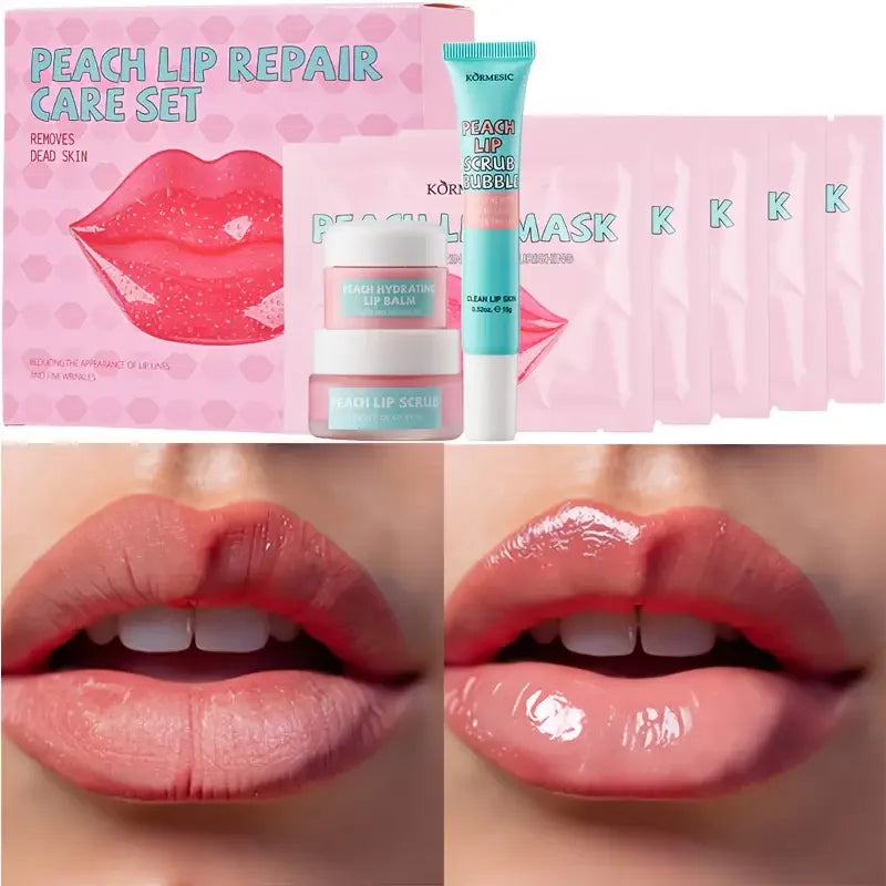 Peach Lip Care Mask Scrub Bubble Hyrating Balm Lips Skin Nourishing Qme